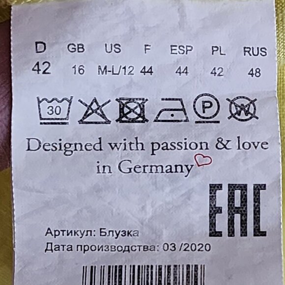 Olsen Yellow 100% Linen Tunic Top 3/4 Length Sleeves Sustainable - Picture 5 of 6